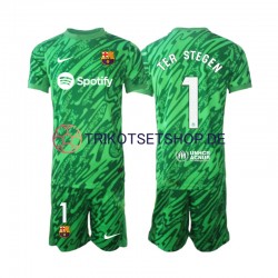 FC Barcelona Torwart Ter Stegen 1 2024-2025 Kinder Trikotset Heim Grün Kurzarm