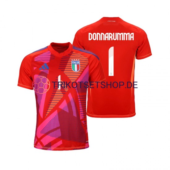 Italien Torwart Gianluigi Donnarumma 1 Euro 2024 Herren Trikot Ausweich Rot Kurzarm