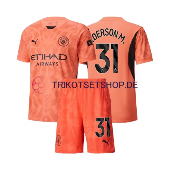 Manchester City Torwart Ederson Moraes 31 2024-2025 Kinder Trikotset Auswärts Kurzarm