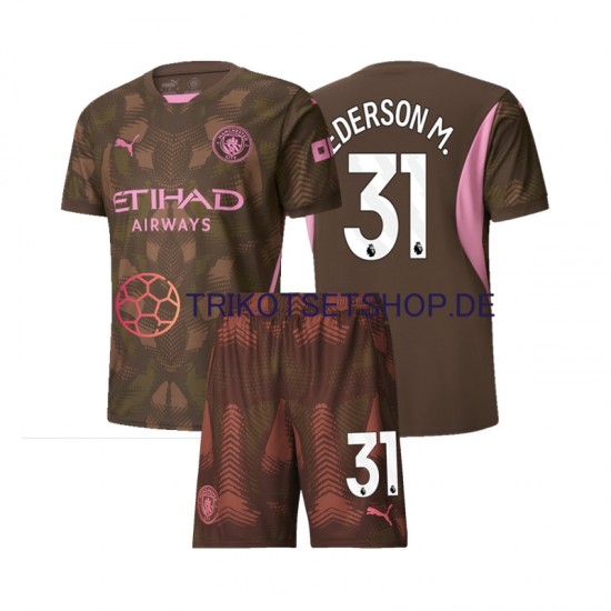 Manchester City Torwart Ederson Moraes 31 2024-2025 Kinder Trikotset Heim Kurzarm