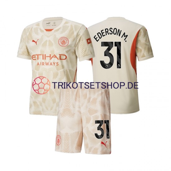 Manchester City Torwart Ederson Moraes 31 2024-2025 Kinder Trikotset Ausweich Kurzarm