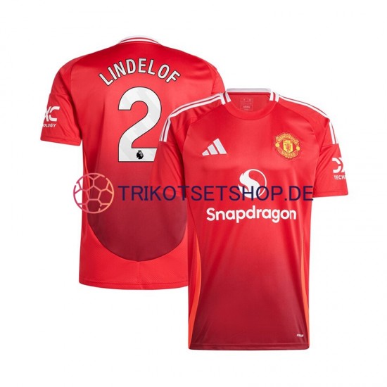 Manchester United Victor Lindelof 2 2024-2025 Herren Trikot Heim Rot Kurzarm