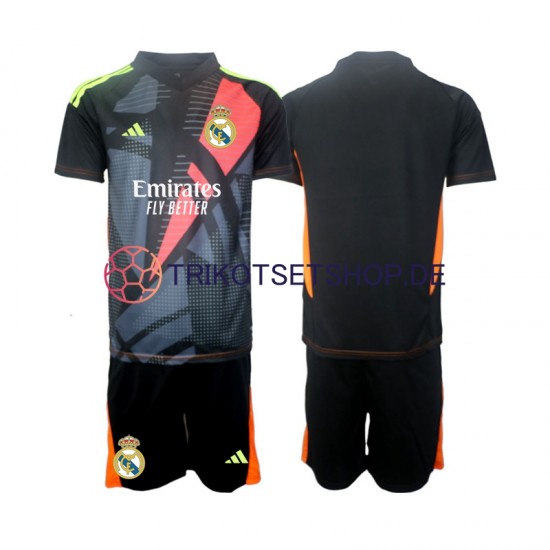 Real Madrid Torwart 2024-2025 Kinder Trikotset Auswärts Schwarz Kurzarm