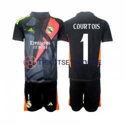 Real Madrid Torwart Thibaut Courtois 1 2024-2025 Kinder Trikotset Auswärts Schwarz Kurzarm