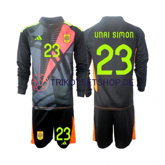 Spanien Torwart Unai Simon 23 Euro 2024 Kinder Trikotset Auswärts Langarm