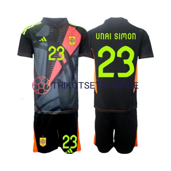 Spanien Torwart Unai Simon 23 Euro 2024 Kinder Trikotset Auswärts Kurzarm