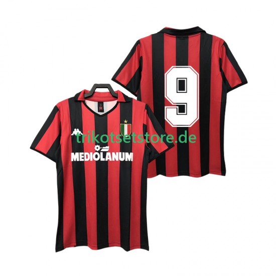 AC Mailand 9 Retro 1988 1989 Herren Trikot Heim Kurzarm