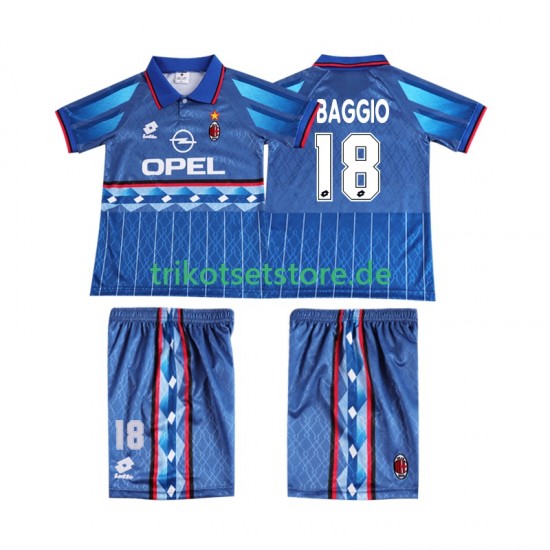 AC Mailand BAGGIO 18 Retro 1995 1996 Kinder Trikotset Auswärts Kurzarm
