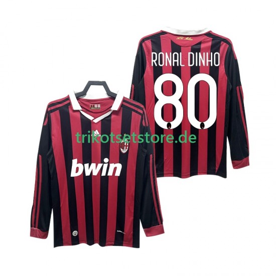 AC Mailand RONALDINHO 80 Retro 2009 2010 Herren Trikot Heim Langarm