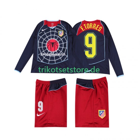 Atlético Madrid F TORRES 9 Retro 2004 2005 Kinder Trikotset Auswärts Langarm