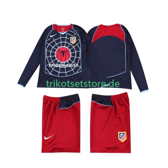 Atlético Madrid Retro 2004 2005 Kinder Trikotset Auswärts Langarm