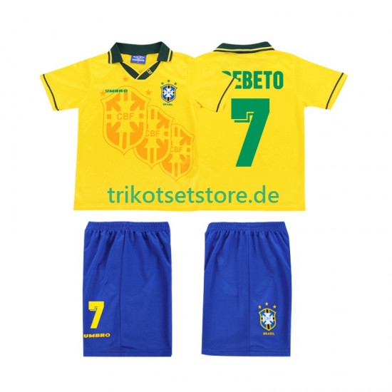 Brasilien BEBETO 7 Retro 1994 Kinder Trikotset Heim Kurzarm