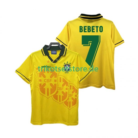 Brasilien BEBETO 7 Retro 1994 Herren Trikot Heim Kurzarm