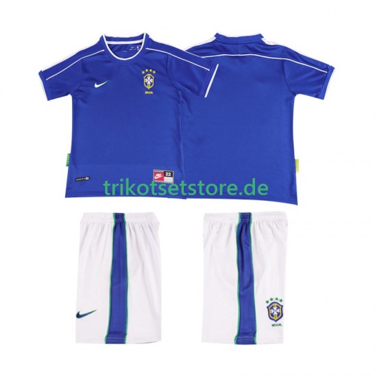 Brasilien Retro 1998 Kinder Trikotset Auswärts Kurzarm