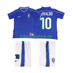 Brasilien RIVALDO 10 Retro 1998 Kinder Trikotset Auswärts Kurzarm