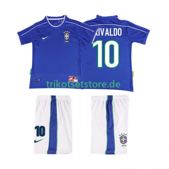 Brasilien RIVALDO 10 Retro 1998 Kinder Trikotset Auswärts Kurzarm