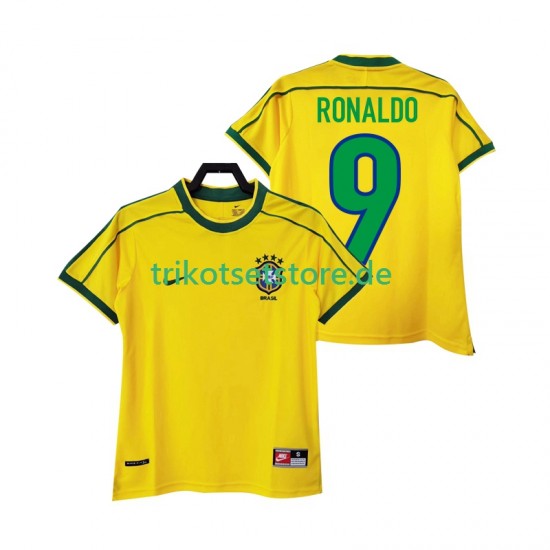 Brasilien RONALDO 9 Retro 1998 Herren Trikot Heim Kurzarm