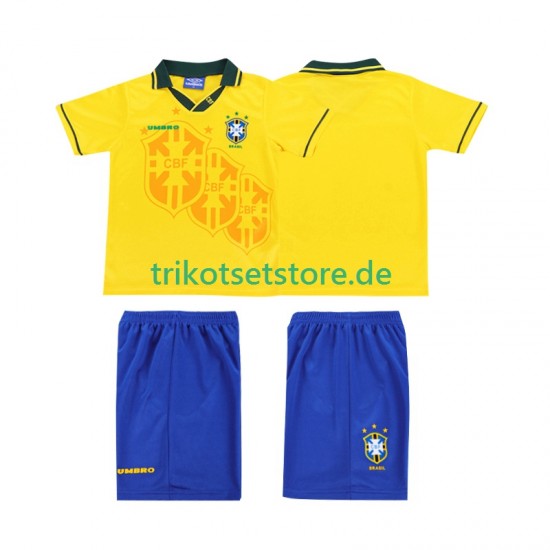 Brasilien Retro 1994 Kinder Trikotset Heim Kurzarm