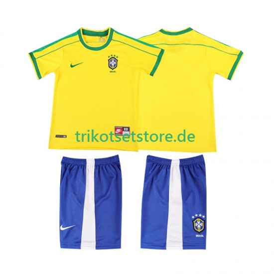 Brasilien Retro 1998 Kinder Trikotset Heim Kurzarm