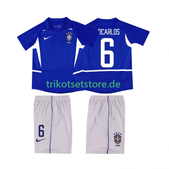 Brasilien Roberto Carlos 6 Retro 2002 Kinder Trikotset Auswärts Kurzarm