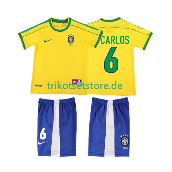 Brasilien Roberto Carlos 6 Retro 1998 Kinder Trikotset Heim Kurzarm
