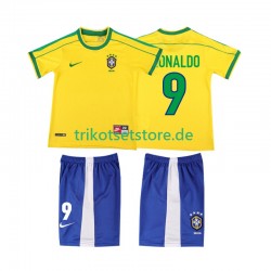 Brasilien Ronaldo 9 Retro 1998 Kinder Trikotset Heim Kurzarm