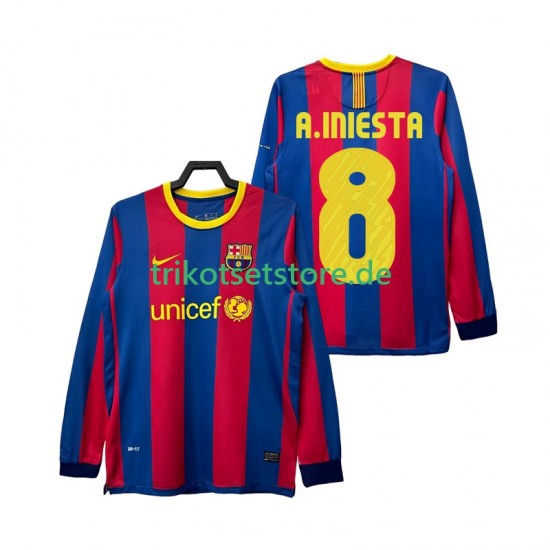 FC Barcelona A INIESTA 8 Retro 2010 2011 Herren Trikot Heim Langarm