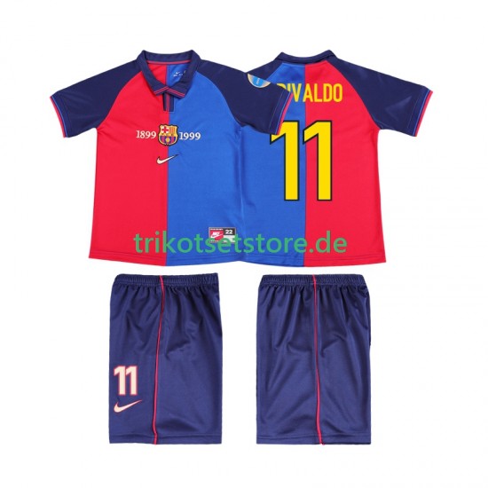 FC Barcelona RIVALDO 11 Retro 1999 2000 Kinder Trikotset Heim Kurzarm