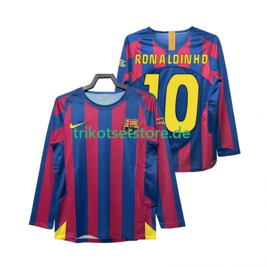 FC Barcelona RONALDINHO 10 Retro Champions League 2005 2006 Herren Trikot Heim Langarm