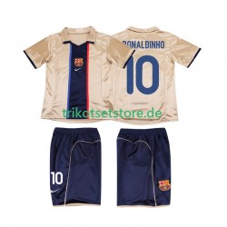 FC Barcelona RONALDINHO 10 Retro 2001 2002 Kinder Trikotset Auswärts Kurzarm