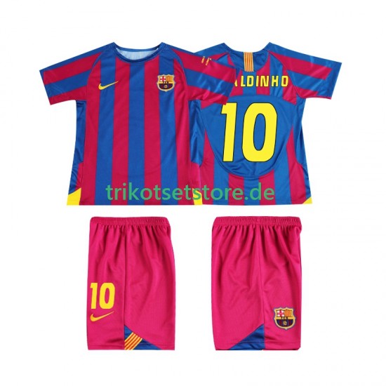 FC Barcelona RONALDINHO 10 Retro Champions League 2005 2006 Kinder Trikotset Heim Kurzarm