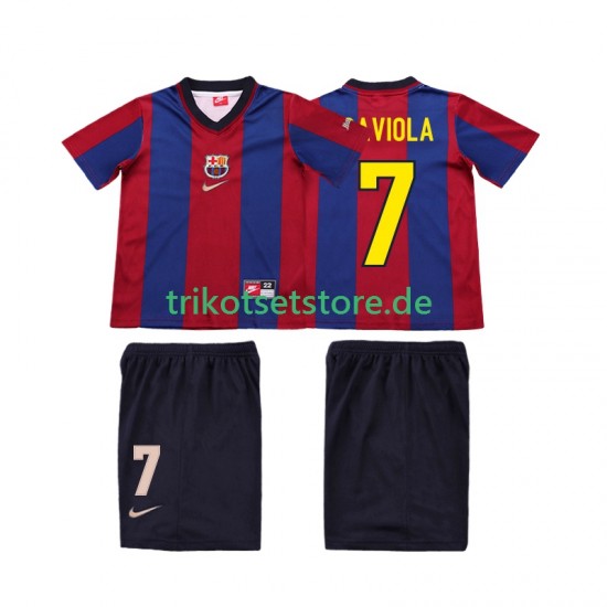 FC Barcelona SAVIOLA 7 Retro 1998 1999 Kinder Trikotset Heim Kurzarm
