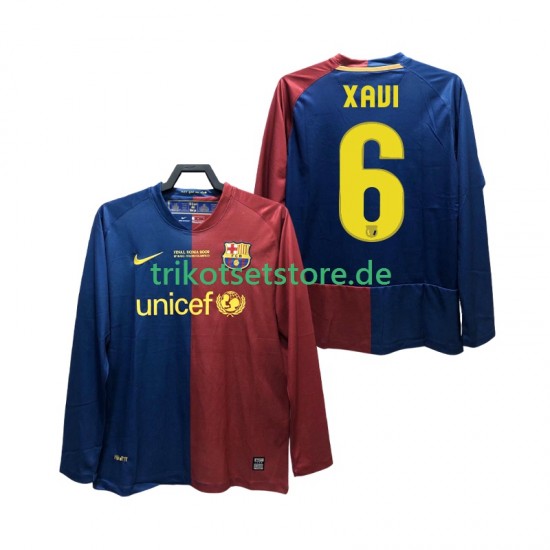 FC Barcelona XAVI 6 Retro Champions League 2008 2009 Herren Trikot Heim Langarm