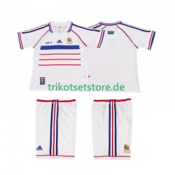 Frankreich Retro 1998 Kinder Trikotset Auswärts Kurzarm