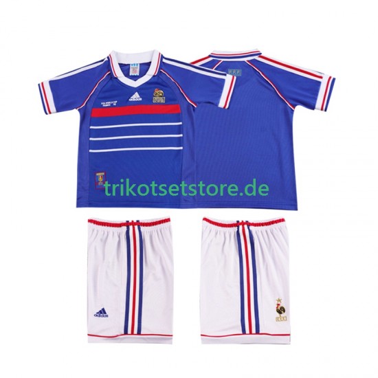Frankreich Retro 1998 Kinder Trikotset Heim Kurzarm