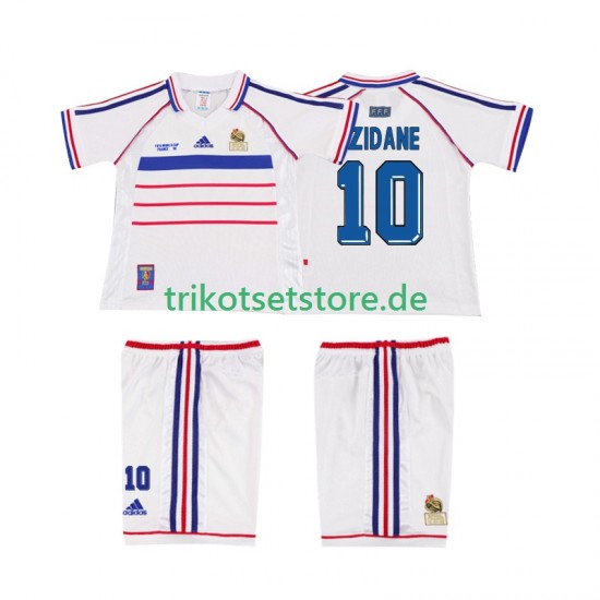 Frankreich ZIDANE 10 Retro 1998 Kinder Trikotset Auswärts Kurzarm