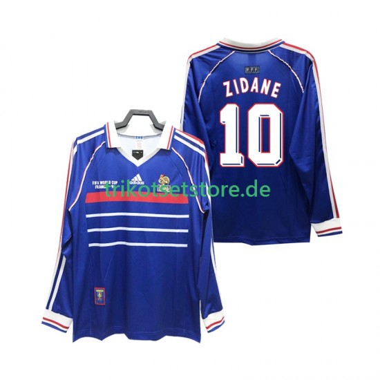 Frankreich ZIDANE 10 Retro 1998 Herren Trikot Heim Langarm
