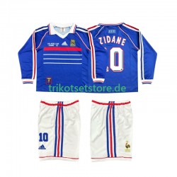 Frankreich ZINANE 10 Retro 1998 Kinder Trikotset Heim Langarm