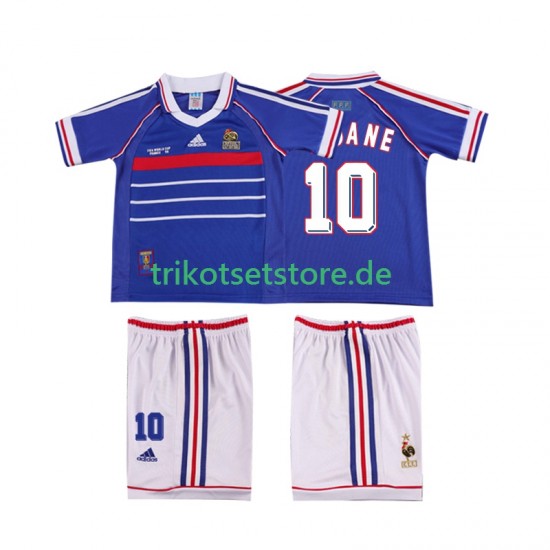 Frankreich ZINANE 10 Retro 1998 Kinder Trikotset Heim Kurzarm
