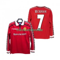 Manchester United BECKHAM 7 Retro 1998 1999 Herren Trikot Heim Langarm