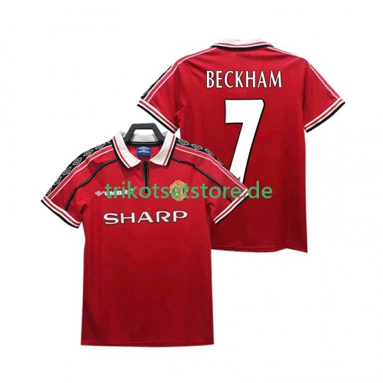 Manchester United BECKHAM 7 Retro 1998 1999 Herren Trikot Heim Kurzarm