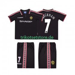 Manchester United Beckham 7 Retro 1998 1999 Kinder Trikotset Auswärts Kurzarm