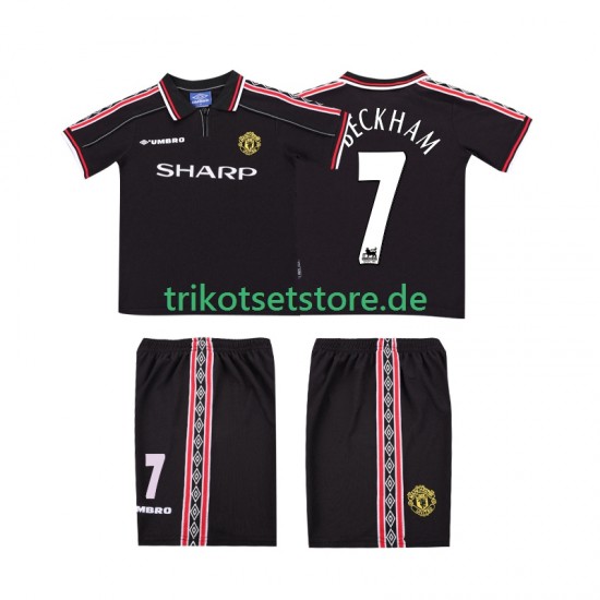 Manchester United Beckham 7 Retro 1998 1999 Kinder Trikotset Auswärts Kurzarm