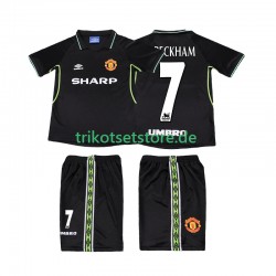 Manchester United Beckham 7 Retro 1998 1999 Kinder Trikotset Ausweich Kurzarm