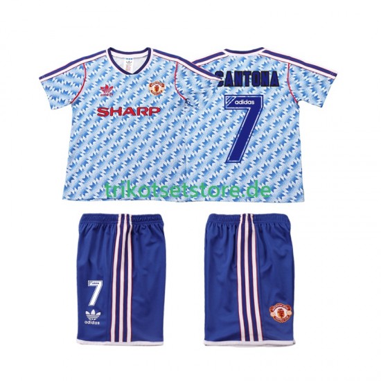 Manchester United CANTONA 7 Retro 1990 1992 Kinder Trikotset Auswärts Kurzarm