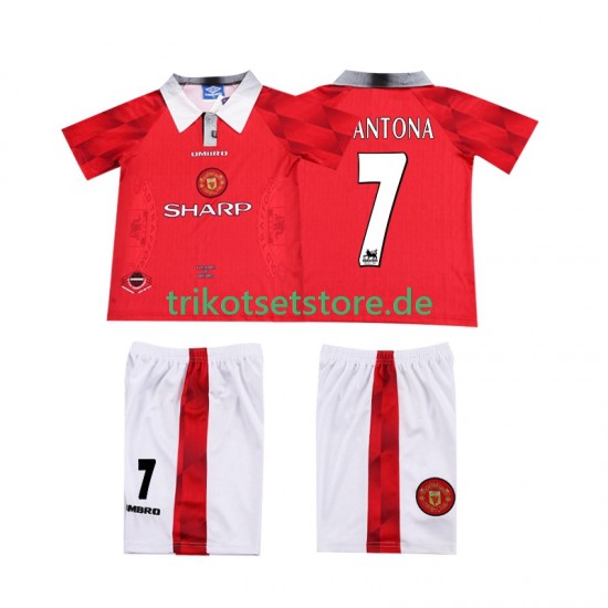 Manchester United CANTONA 7 Retro 1996 1997 Kinder Trikotset Heim Kurzarm