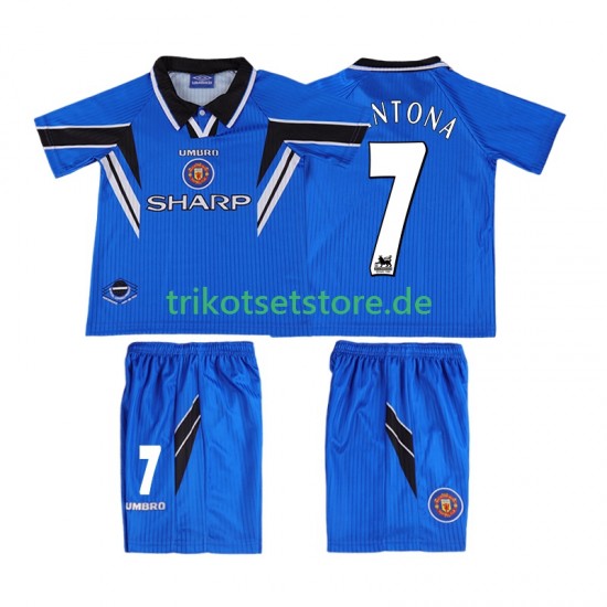 Manchester United CONTONA 7 Retro 1996 1998 Kinder Trikotset Ausweich Kurzarm