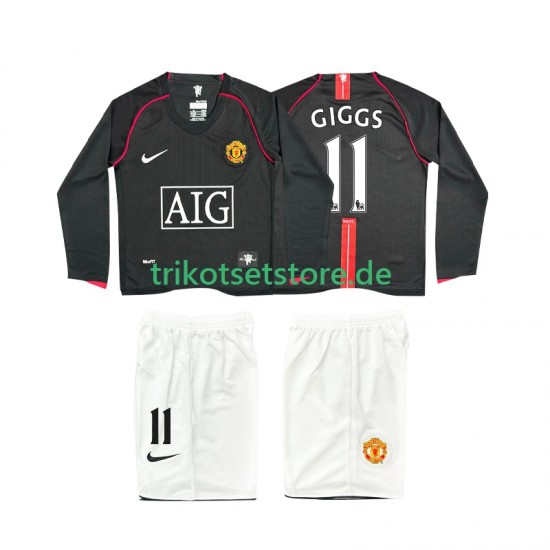 Manchester United GIGGS 11 Retro 2007 2008 Kinder Trikotset Auswärts Langarm