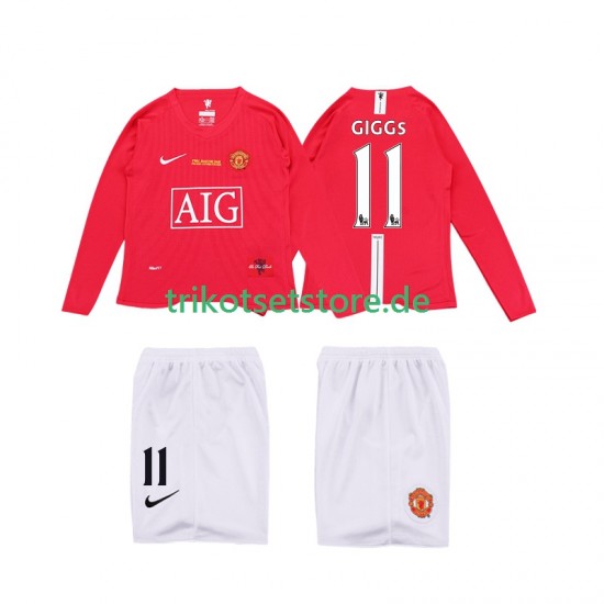 Manchester United GIGGS 11 Retro Premier League 2008 2009 Kinder Trikotset Heim Langarm