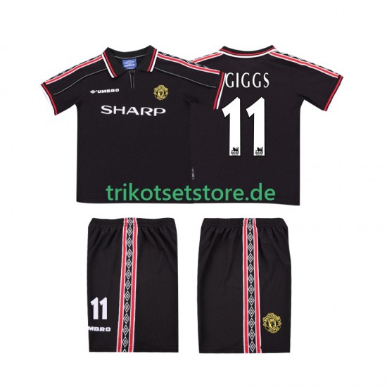 Manchester United GIGGS 11 Retro 1998 1999 Kinder Trikotset Auswärts Kurzarm